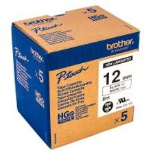 BROTHER HGe-231V5 (5 шт) картридж с ламинированной лентой для высококачественной печати шириной 12 мм (чёрный шрифт на белом фоне)