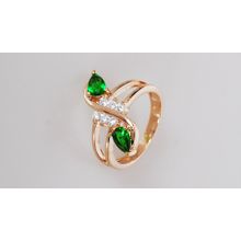 кольцо фианит зеленый флоренция