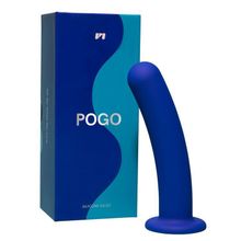 Синий гладкий фаллоимитатор-насадка Pogo - 15,5 см. (синий)