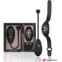 DreamLove Черно-золотистое виброяйцо с пультом-часами Anne s Desire Vibro Egg Wireless Watchme (черный с золотистым)