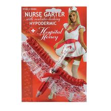 Подвязка медсестры со шприцом S-M-L белый с красным