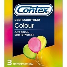 Contex Разноцветные презервативы CONTEX Colour - 3 шт.