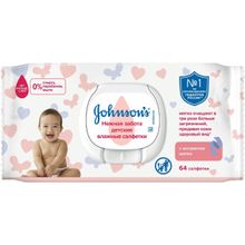 Johnsons Нежная Забота 64 салфетки в пачке