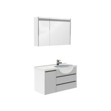 Aquanet Мебель для ванной Лайн 90 правый (белый) - Набор мебели стандартный (зеркало, раковина-столешница, тумба)