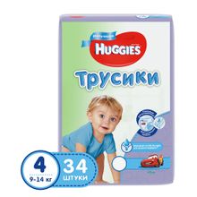 Huggies Jumbo 4 (9-14 кг) для мальчиков 34 шт