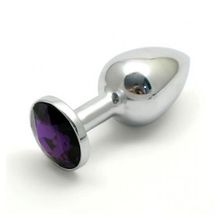 Анальная втулка с кристаллом Medium фиолетовая 8 см
