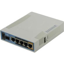 Маршрутизатор   MikroTik  RB962UiGS-5HacT2HnT  Wireless Router (4UTP 10 100 1000Mbps,802.11a b g n ac, 1WAN,  1SFP, 1xUSB, 2.5dBi)