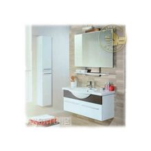 Акватон Мебель для ванной Логика 110 (венге) - Набор мебели стандартный (зеркало, светильник, тумба-умывальник, раковина, тумба выкатная, шкаф-колонна)