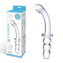 Прозрачный ребристый двусторонний стимулятор Ribbed G-Spot - 20 см. прозрачный