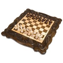 Шахматы + нарды резные "Корона"  50, Haleyan (kh119)