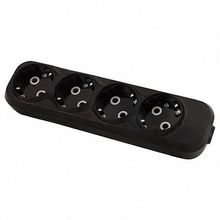 Колодка розеточная   НАРОДНАЯ 4-местный, с заземлением, черный, SQ1806-0429 |  код. SQ1806-0429 |  TDM