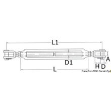 Osculati Turnbuckle w. two fixed jaws AISI 316 6 mm, 07.198.06