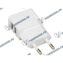 Зарядное устройство ORIENT "PU-2402", 2xUSB, белый (2100 мА) [128268]