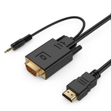 Кабель HDMI - VGA, 19M 15M + 3.5 audio, 3 м, позол. разъемы, черный, Cablexpert (A-HDMI-VGA-03-10)