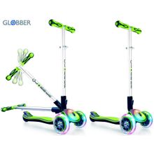 449-106 Самокат GLOBBER ELITE FL My Free Fold up со светящ. платформой и светящимися колесами GREEN