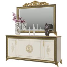 Мэри-Мебель Комод 4-х дверный с зеркалом с короной Версаль цвет слоновая кость ID - 292288