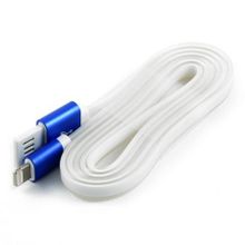 Кабель USB 2.0 Am=>Apple 8 pin Lightning, плоский, 1 м, силикон, синий, Cablexpert (CC-ApUSBb1m)