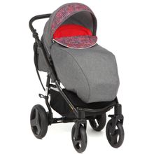 Rudis Коляска 2 в 1 Solo графит ягодный принт