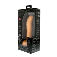 Dream Toys Телесный вибратор из силикона с кнопкой в основании ствола PURRFECT SILICONE DELUXE ONE TOUCH 8INCH - 20 см. (телесный)