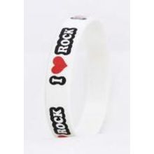 Браслет резиновый,узкий (ROCK)черн. бел