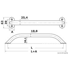 Osculati Oval pipe handrail AISI316 19x25 mm 450 mm, 41.911.18