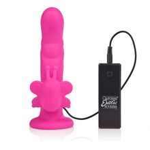 California Exotic Novelties Розовый силиконовый вибратор Love Rider Butterfly Lovers - 18 см.