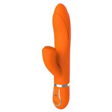Оранжевый вибратор TENDER TULIP со стимулятором клитора - 22 см. Оранжевый