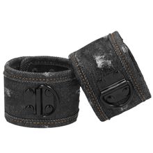 Shots Media BV Черные джинсовые наручники Roughend Denim Style (черный)