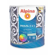 ALPINA эмаль алкидно-уретановая по ржавчине 3 в 1 База1 (0,75л)