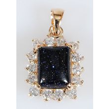 Кулон с авантюрином "Квадрат в цирконах"