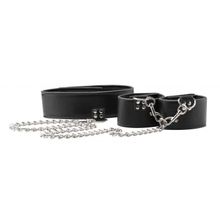 Shots Media BV Чёрный двусторонний ошейник с наручниками Reversible Collar and Wrist Cuffs (черный)