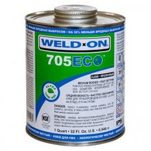 Экологически чистый клей для ПВХ Weld‑On 705 Eco для труб до 160 мм, с кисточкой, прозрачный, 946 мл