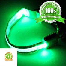 Светящийся ошейник со светоотражателем - 45-50 см, зеленый