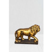 Скульптура льва с шаром в золотом цвете (55см)