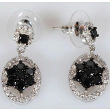 Серьги с (RH) чёрным фианитом "Икра"