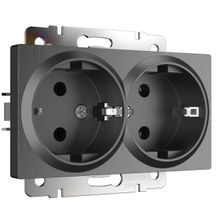 Werkel Розетка двойная с заземлением Werkel графит рифленый W1172004 4690389158650 ID - 239150