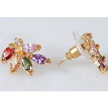 Серьги с mix фианитом "5 камней"