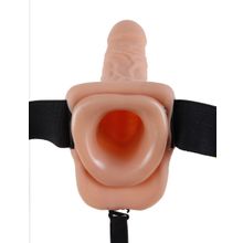 Pipedream Телесный полый страпон Hollow Strap-On with Balls - 18,9 см. (телесный)