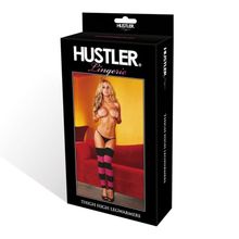 Hustler Lingerie Высокие черно-розовые гетры в полоску