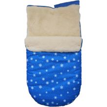 LovelyCare Конверт на выписку Снежинки синий (овчина) 100350