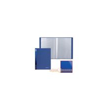 Папка BRAUBERG Диагональ А4 с  60 прозрачными вкладышами,  пластик 0.90мм,  т.-синяя