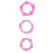 Toyfa Basic Набор из 3 стимулирующих эрекционных колец розового цвета (розовый)