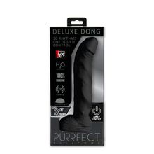 Dream Toys Чёрный вибратор-реалистик с присоской PURRFECT SILICONE DELUXE ONE TOUCH 8INCH - 20 см. (черный)