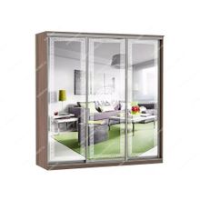 Бител Шкаф купе Модерн 1776х600 3-х дверный 2-х секционный зеркальный с пескоструем №1 шимо темный ID - 313917