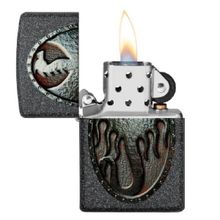 Зажигалка серая матовая Zippo Metal Dragon Shield Design с покрытием Iron Stone