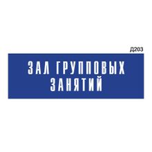 Информационная табличка «Зал групповых занятий» прямоугольная Д203(300х100 мм)