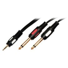 Кабель аудио 3.5 stereo plug -> 2 x 6.3 mono plug, 3 м, Premier (5-147)