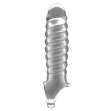 Прозрачная ребристая насадка Stretchy Penis Extension No.32 (75043)