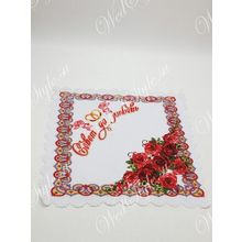Салфетка венчальная под кольца Совет да Любовь, красные розы (арт. 3004) RN0058