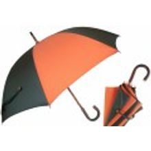 Pasotti - Зонт мужской двух цветный оранжево черный, трость, ручка дерево классика.